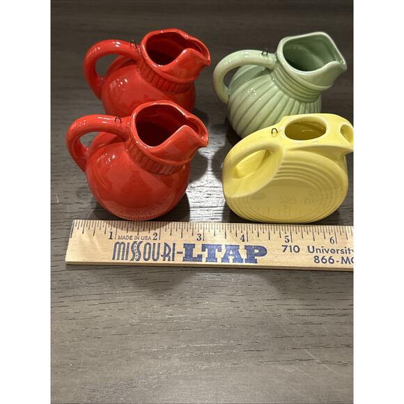 VTG SCF Mini Pitcher Ornaments Set of 4 • Red Yellow Green • Ceramic Decor - Picture 16 of 16